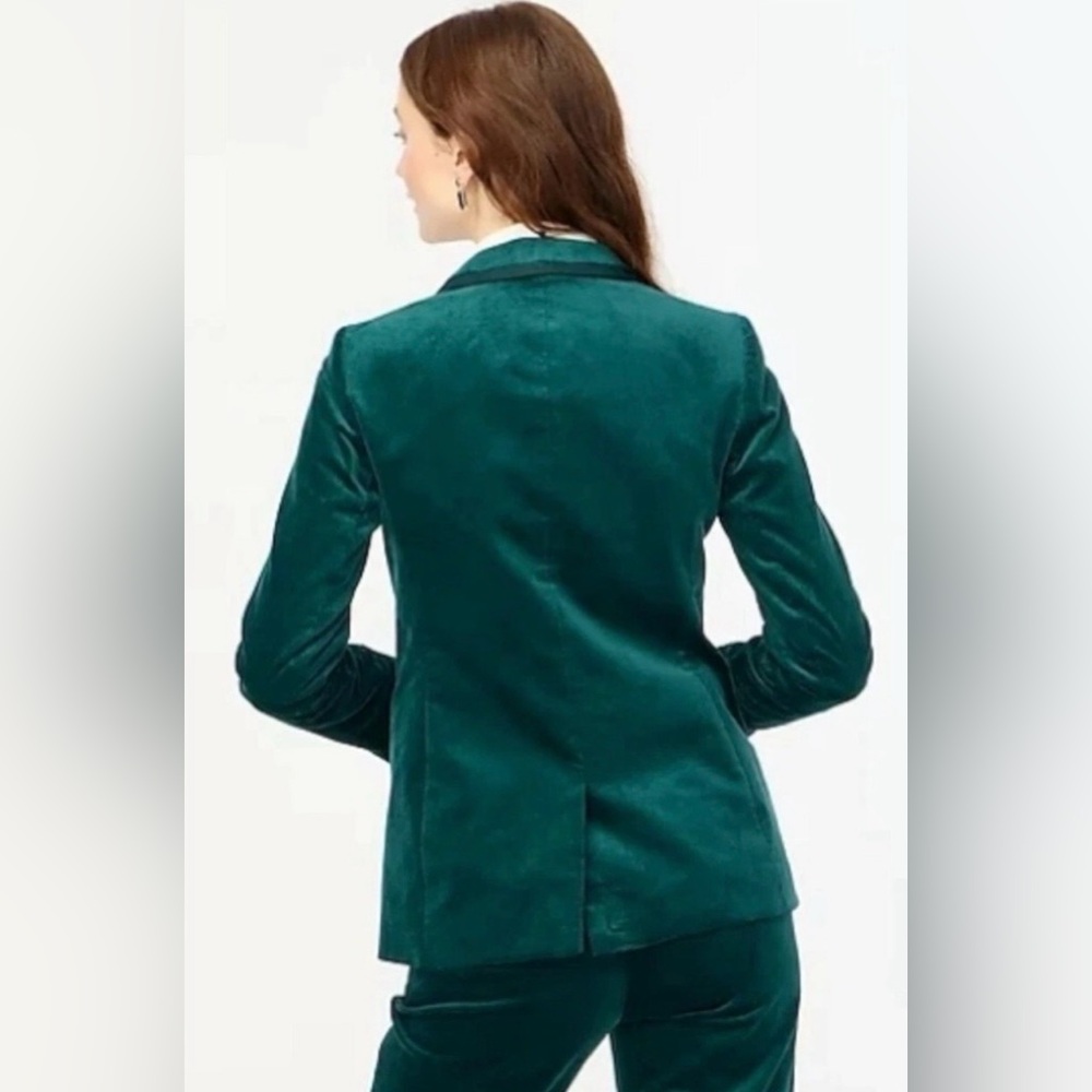 J. Crew Women’s Velvet One-Button Blazer Old Forest Green Style BU281 Size 8 EUC - Picture 2 of 16